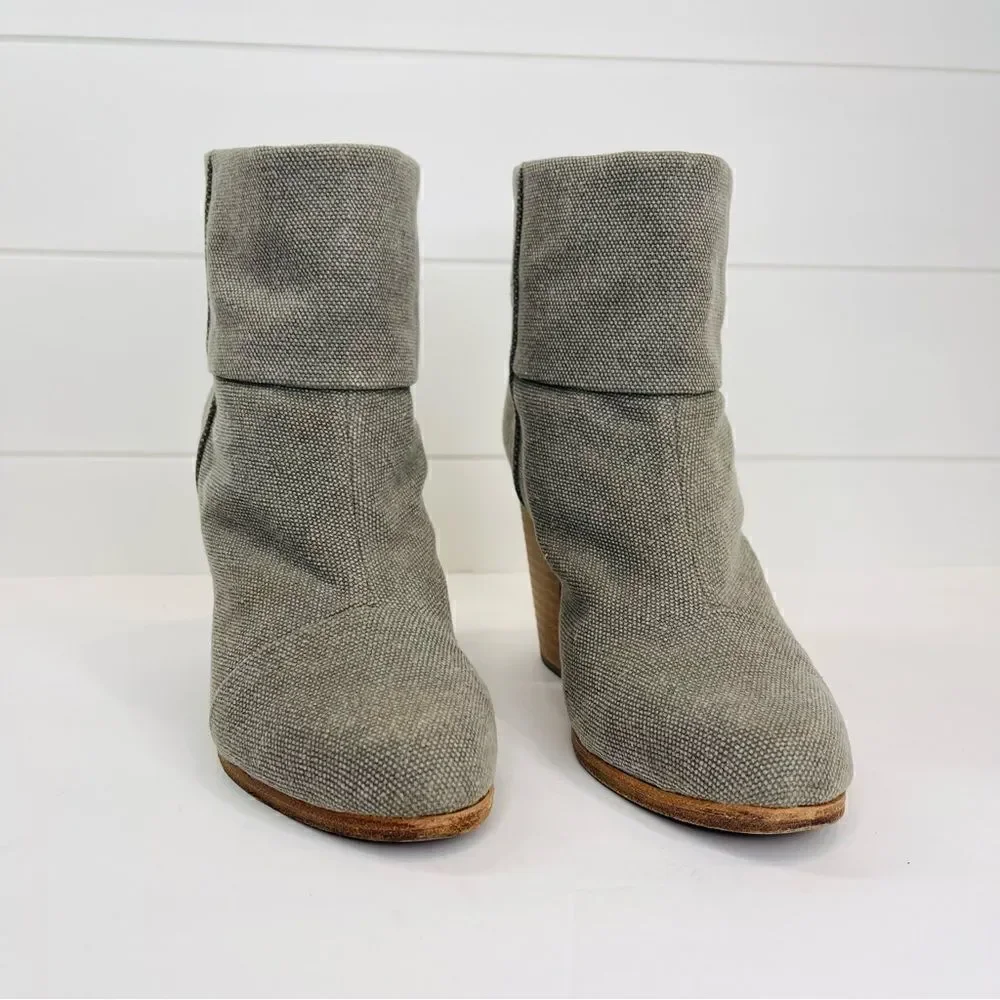 Rag & Bone Newbury Italian Canvas Stonewall Ankle Boot 7.5 Chunky Stacked Heel